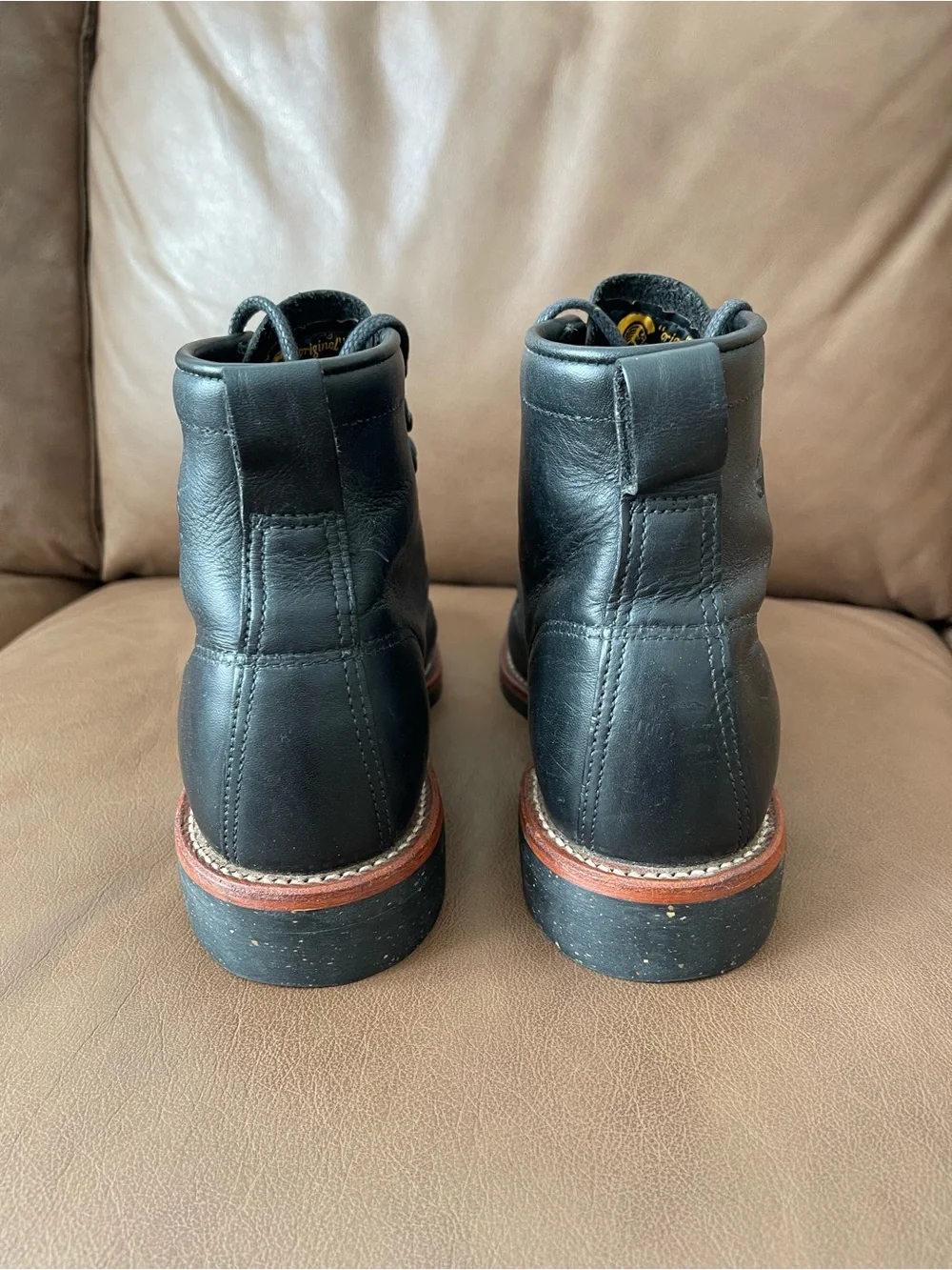 Chippewa Men's Black Leather Lace-Up Boots Size 8.5 D Black